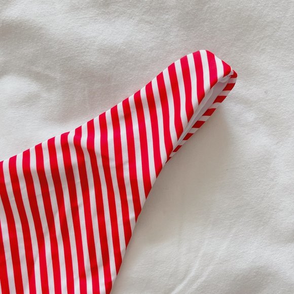 Cupshe bikini bottom high cut women's large Red & white stripe low rise NWT - Picture 9 of 14
